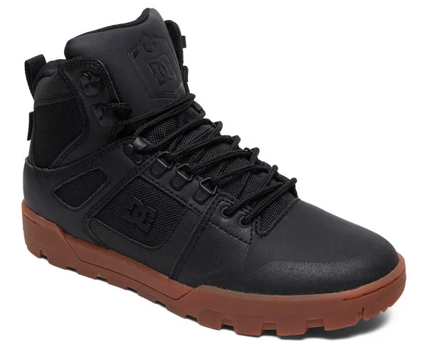 BOTAS ALTAS IMPERMEABLES DC SHOES PARA HOMBRE PURE HIGHTOP WR BOOT BLAK/GUM (BGM) REF. ADYB100006 NEGRO/GOMA