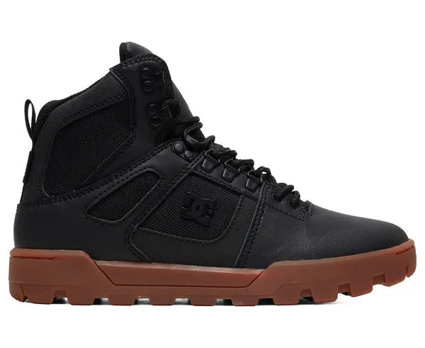 BOTAS ALTAS IMPERMEABLES DC SHOES PARA HOMBRE PURE HIGHTOP WR BOOT BLAK/GUM (BGM) REF. ADYB100006 NEGRO/GOMA