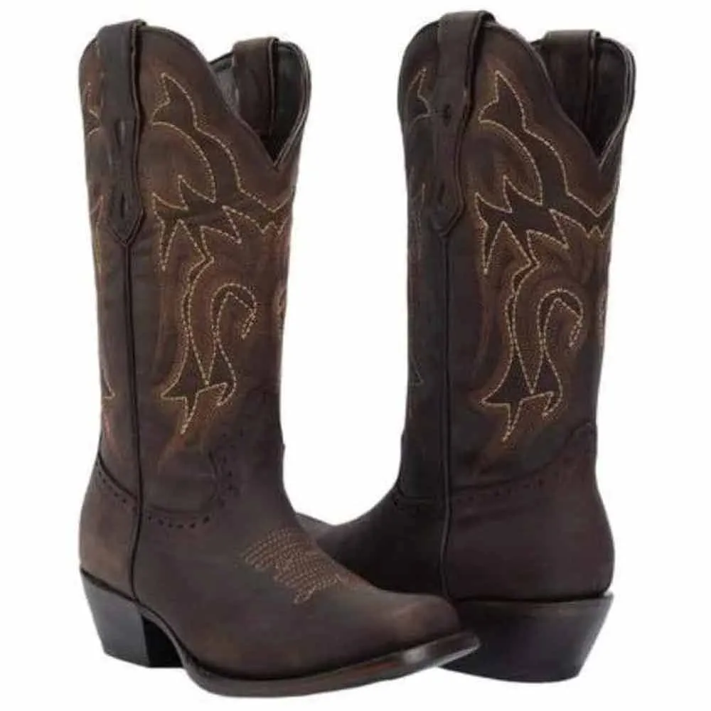 BOTAS DE CUERO HORMA RODEO PARA MUJER COLOR CAFE JB1301CAF