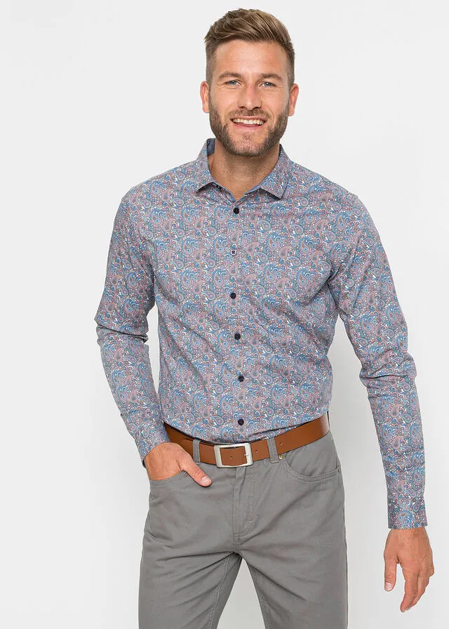 CAMISA DE MANGA LARGA AZUL CLAROBLANCO DE PAISLEY