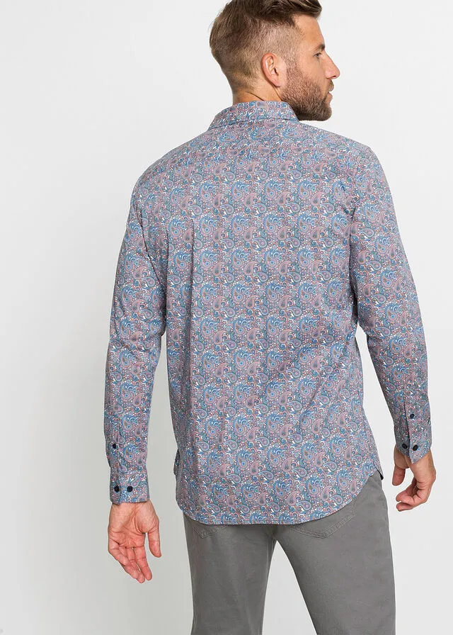 CAMISA DE MANGA LARGA AZUL CLAROBLANCO DE PAISLEY
