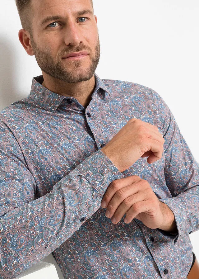 CAMISA DE MANGA LARGA AZUL CLAROBLANCO DE PAISLEY