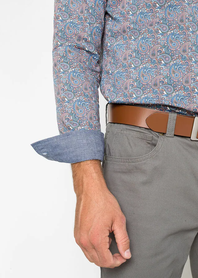 CAMISA DE MANGA LARGA AZUL CLAROBLANCO DE PAISLEY