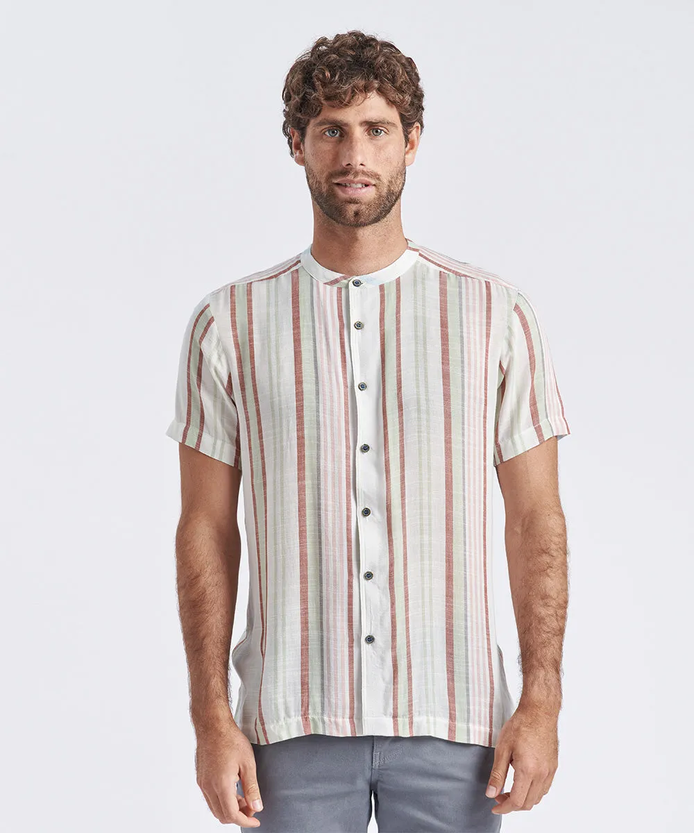 CAMISA MANGA CORTA CUELLO NERU CLASSIC FIT BLANCO RAYAS PV24