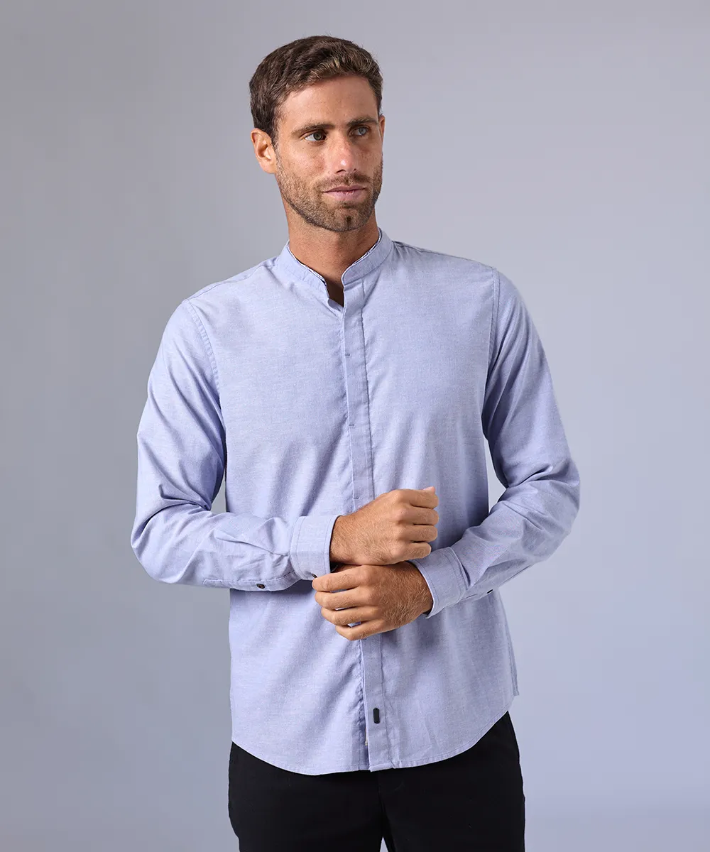 CAMISA MANGA LARGA CUELLO NERU DESMONTABLE CLASSIC FIT AZUL OI24