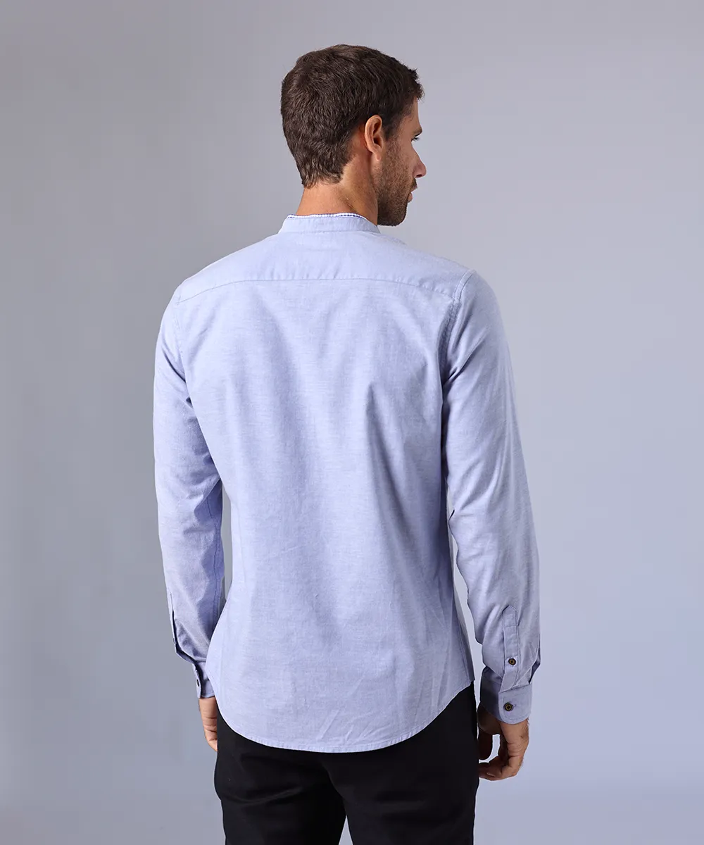 CAMISA MANGA LARGA CUELLO NERU DESMONTABLE CLASSIC FIT AZUL OI24