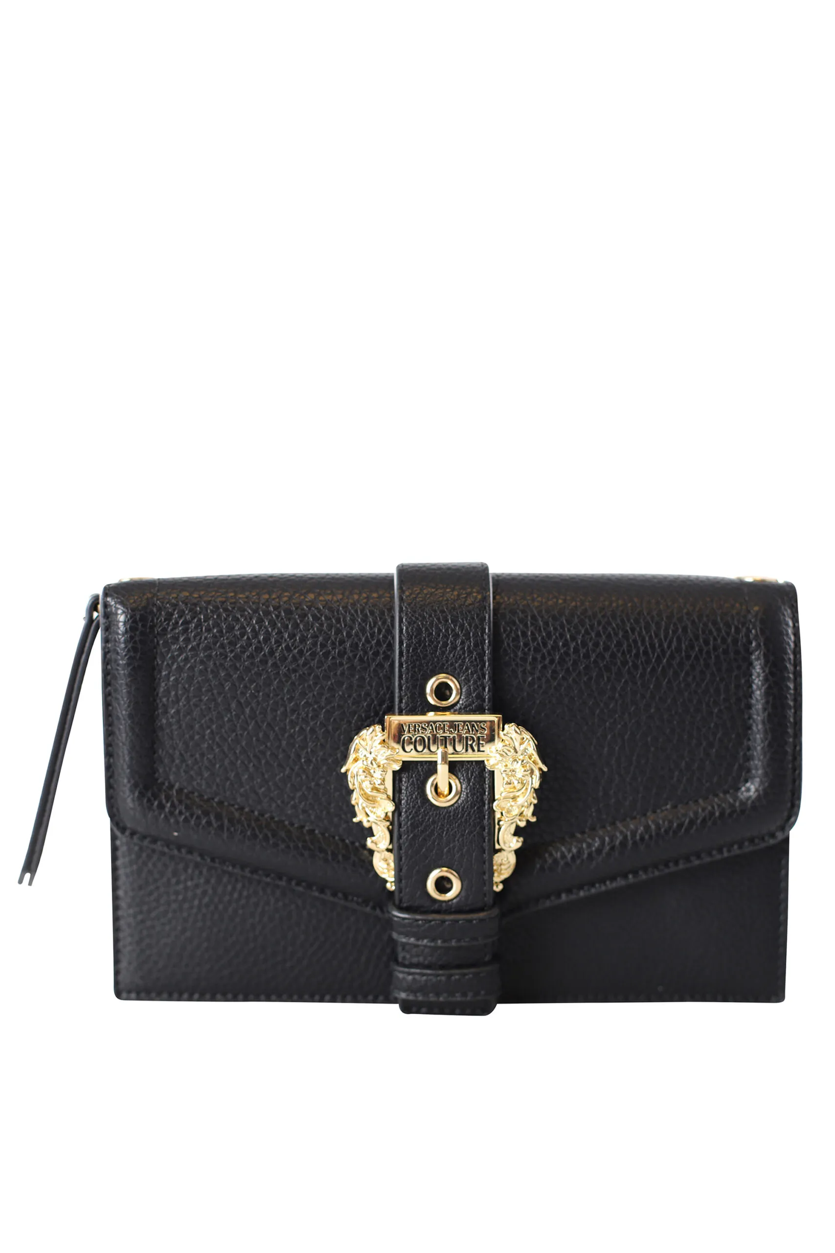 Cartera bandolera negra con hebilla barroca