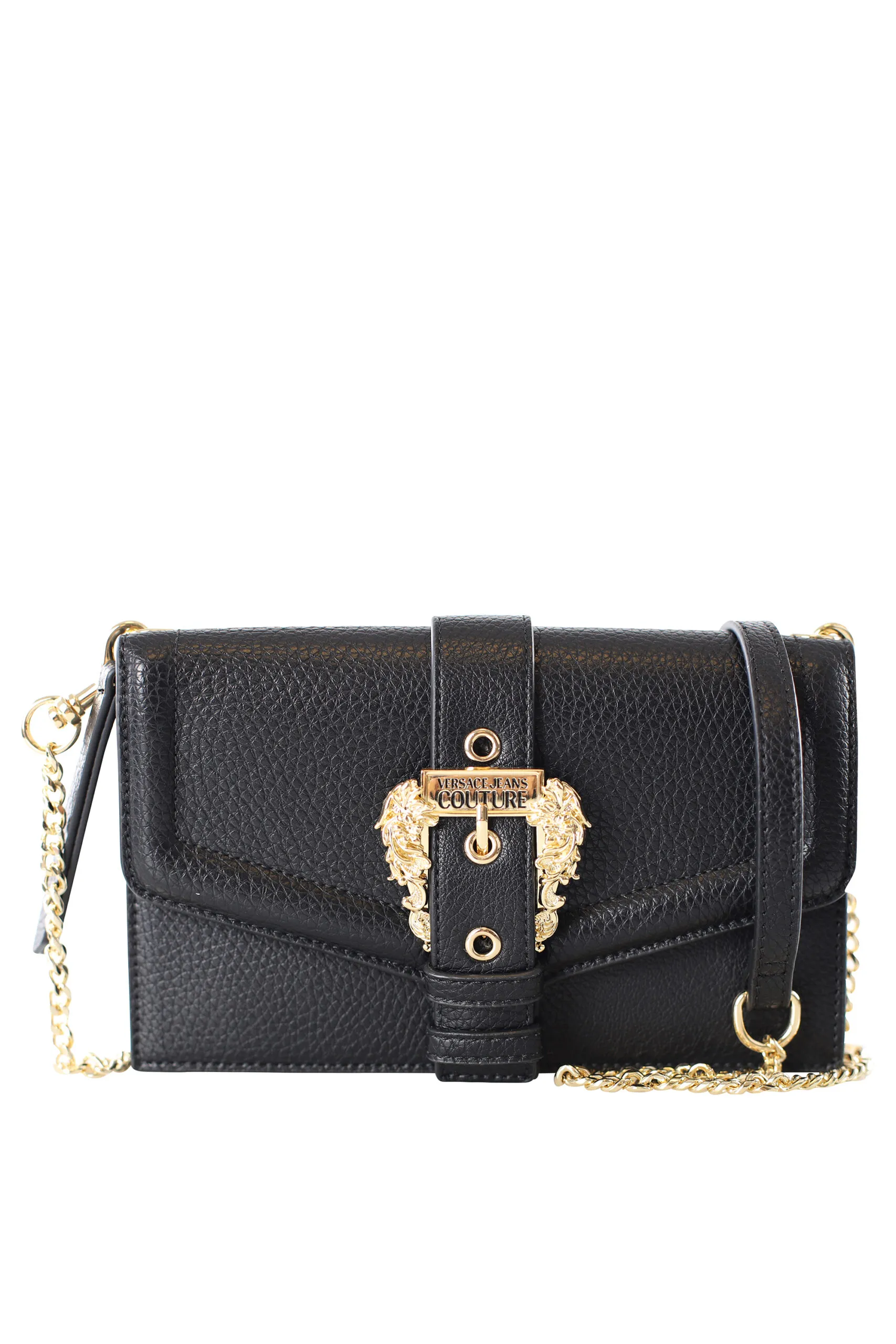 Cartera bandolera negra con hebilla barroca