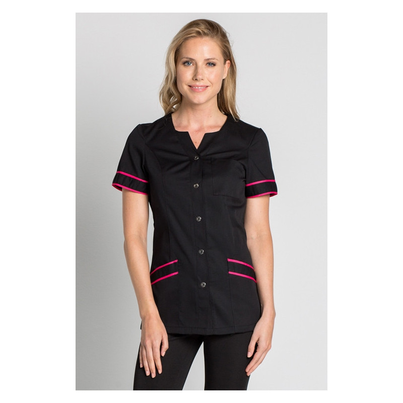 CASACA NEGRA VIVOS FUCSIA  TALLA SP