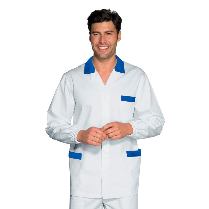 CASACA PETER BLANCA CON DETALLES AZUL BLU CINA ISACCO  OUTLET TALLA XL