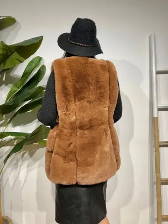 Chaleco Pelo Cremalleras DANKLY Marrón