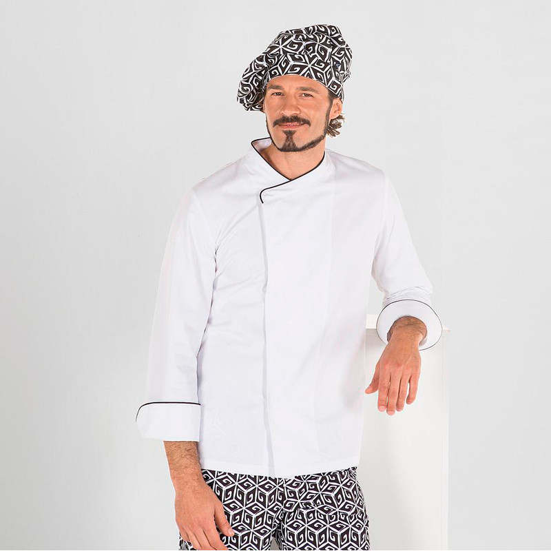 CHAQUETA COCINERO BLANCA CON VIVOS CONTRASTE ABAD  GARY'S