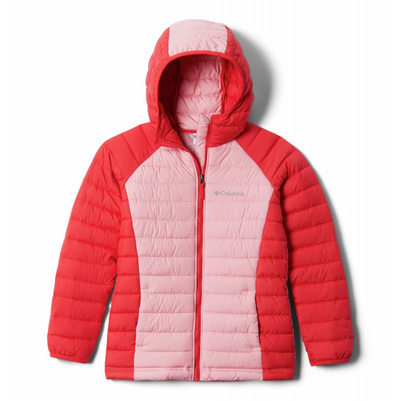 Chaqueta con capucha para niña Columbia Powder Lite para niñas (Lirio rojo, rosa)