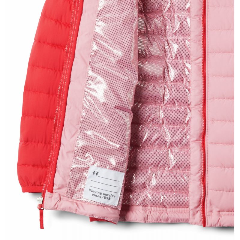 Chaqueta con capucha para niña Columbia Powder Lite para niñas (Lirio rojo, rosa)