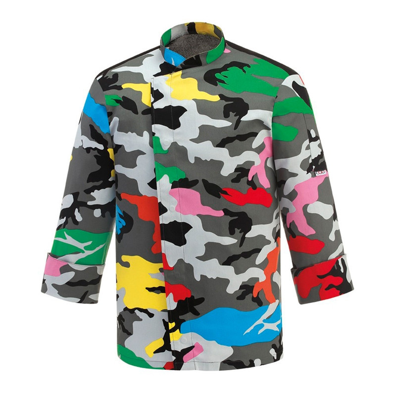 CHAQUETA DE COCINA CON CORCHETES CAMOUFLAGE  EGOCHEF