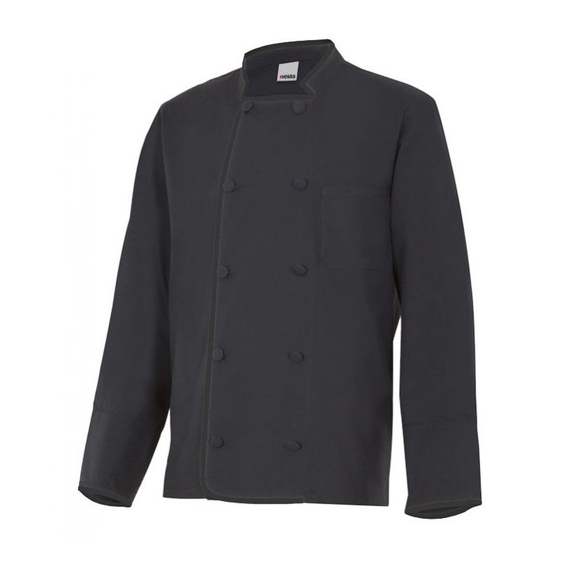 CHAQUETA DE COCINA UNISEX NEGRA DE MANGA LARGA 434  VELILLA