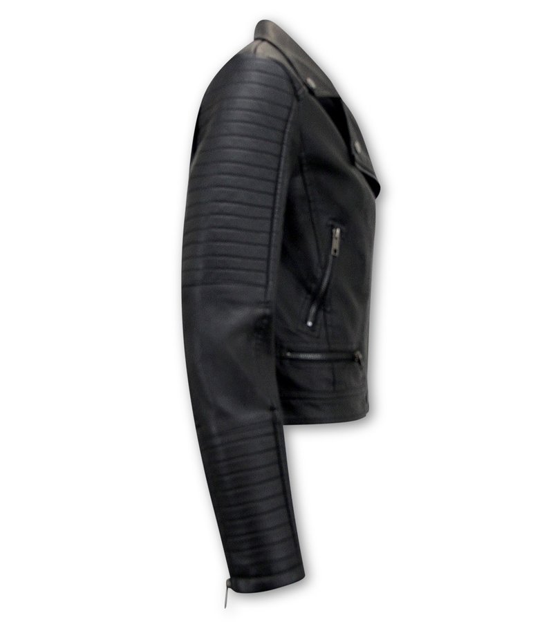 CHAQUETA DE CUERO DE MUJER  AY151  NEGRO