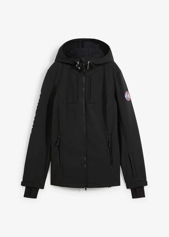 Chaqueta de tejido Softshell Negro estampado