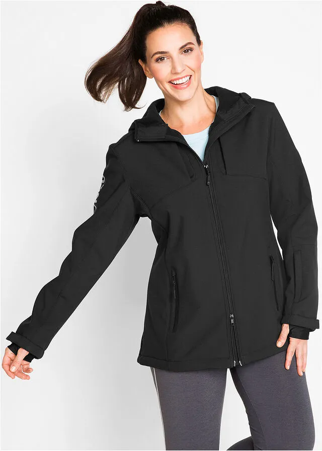 Chaqueta de tejido Softshell Negro estampado