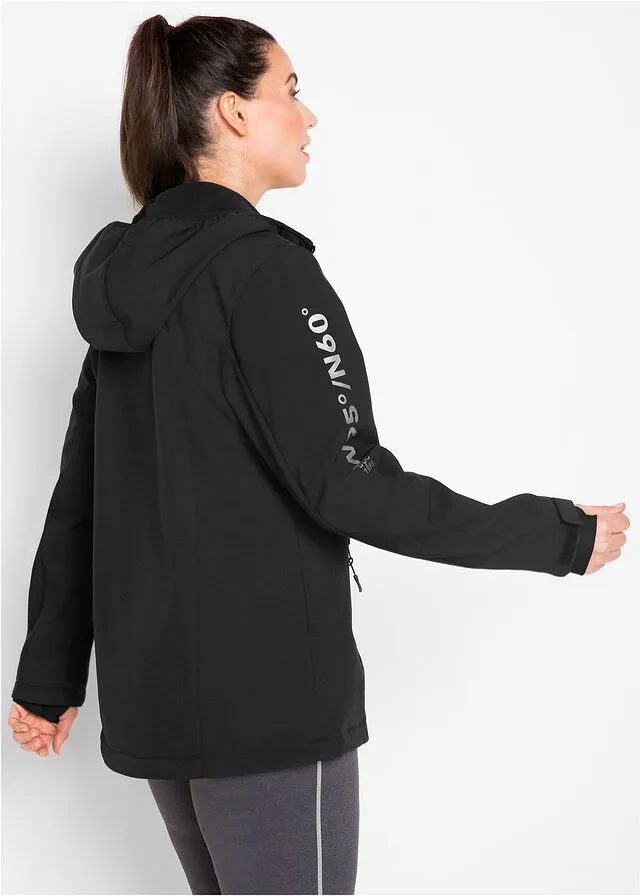 Chaqueta de tejido Softshell Negro estampado