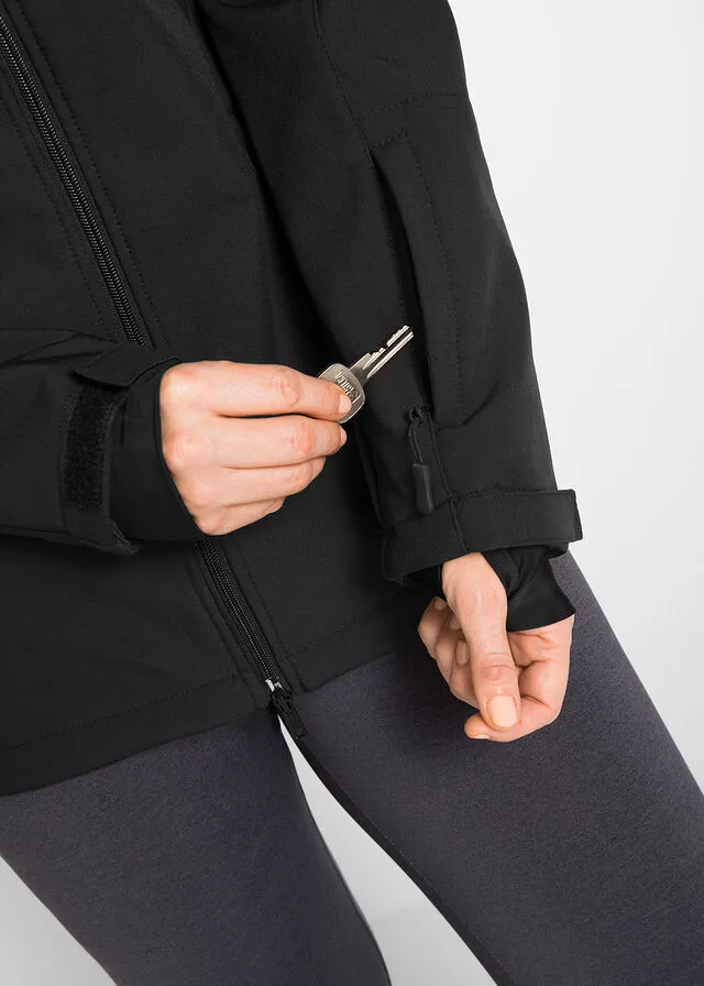 Chaqueta de tejido Softshell Negro estampado