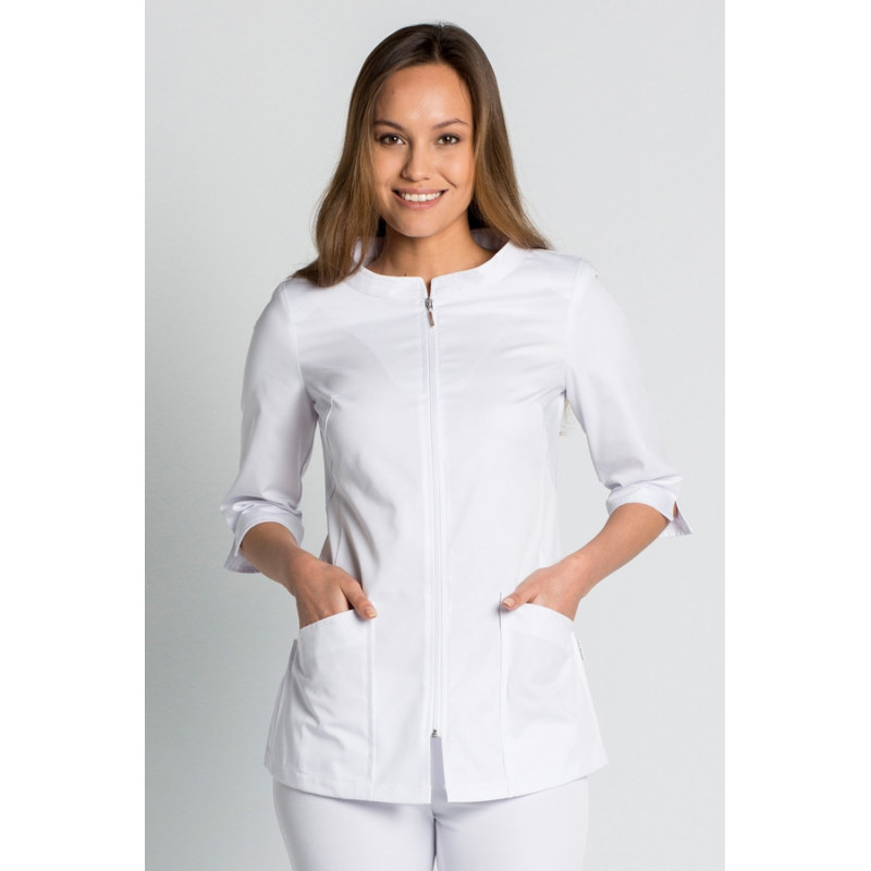 CHAQUETA LABORAL BLANCA CON CUELLO BARCA  TALLA G