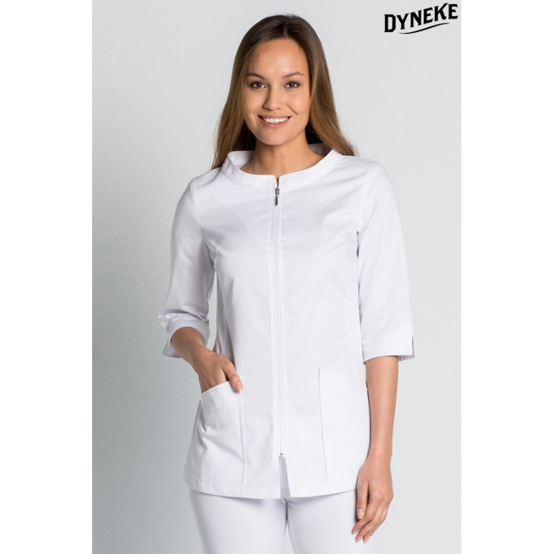 CHAQUETA LABORAL BLANCA CON CUELLO BARCA  TALLA G