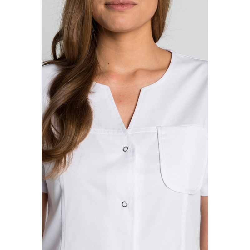 CHAQUETA LABORAL BáSICA DE MUJER BLANCA MANGA CORTA  DYNEKE