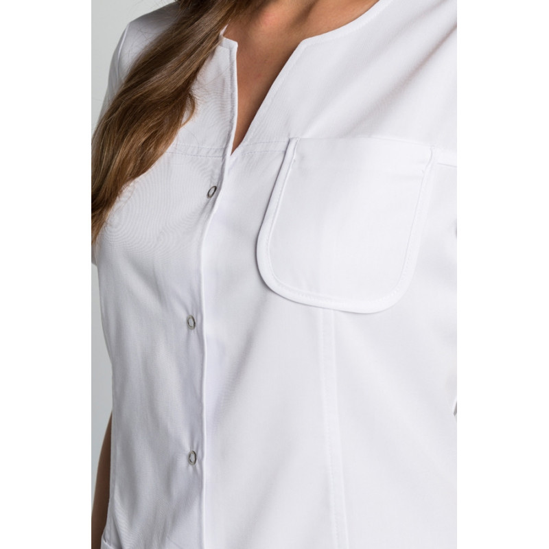 CHAQUETA LABORAL BáSICA DE MUJER BLANCA MANGA CORTA  DYNEKE