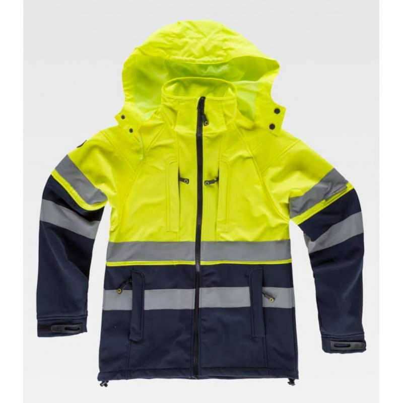 CHAQUETA SOFTSHELL A.V. COMBINADA CON CAPUCHA  WORKTEAM