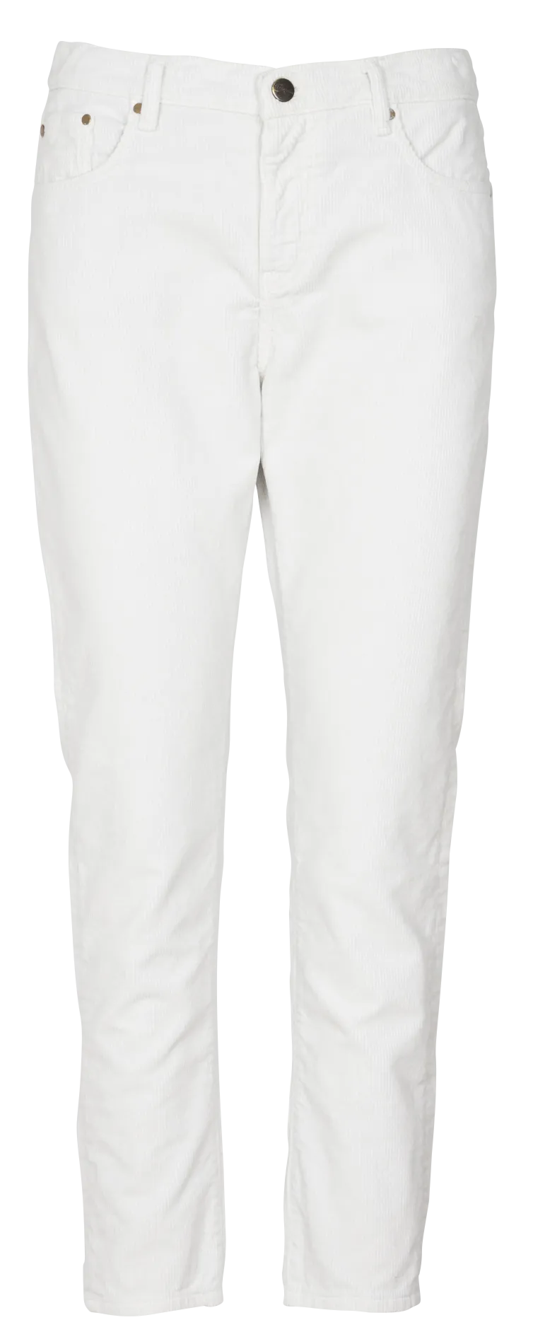 CRYSTAL  PANTALóN RECTO DE PANA DE ALGODóN EN BLANCO