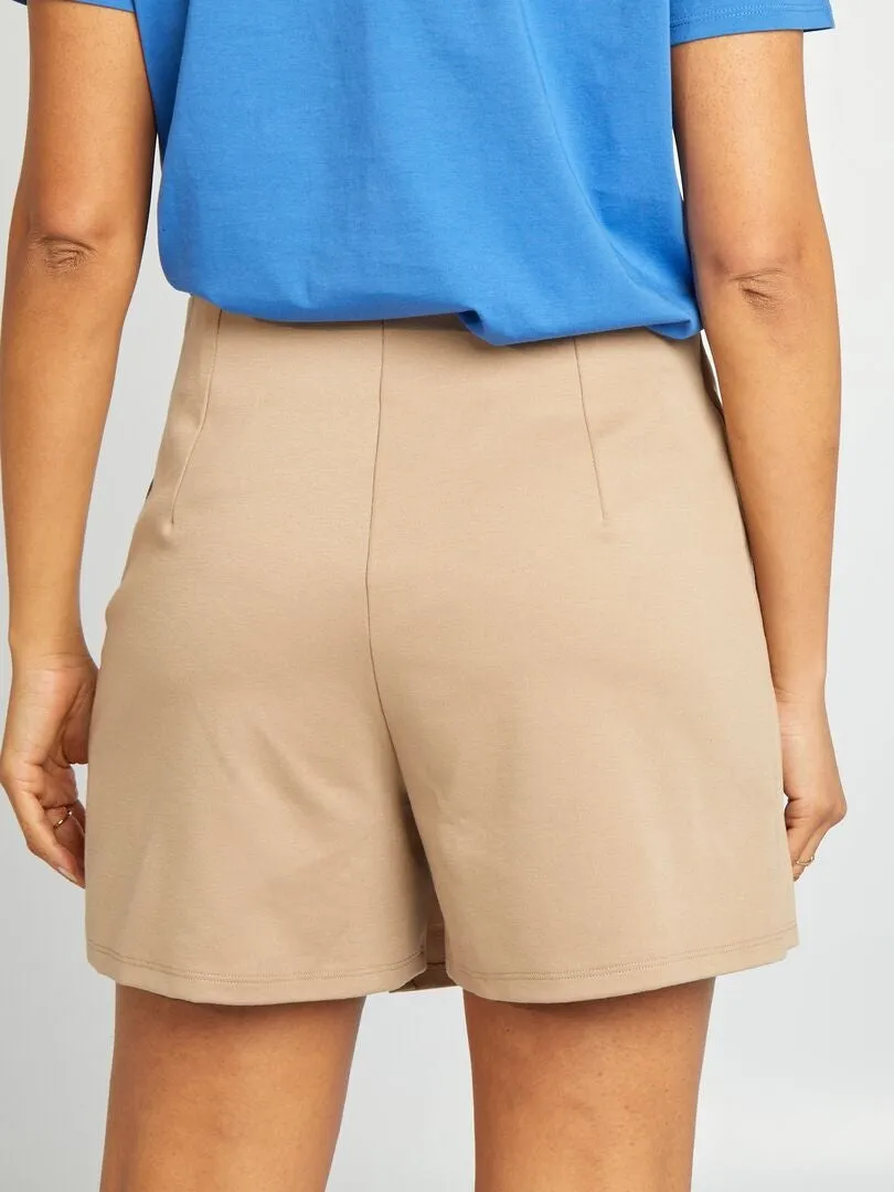 FALDA PANTALóN CON BOTóN  BEIGE
