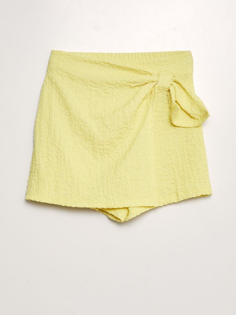 FALDA PANTALóN DE PUNTO GOFRADO  AMARILLO