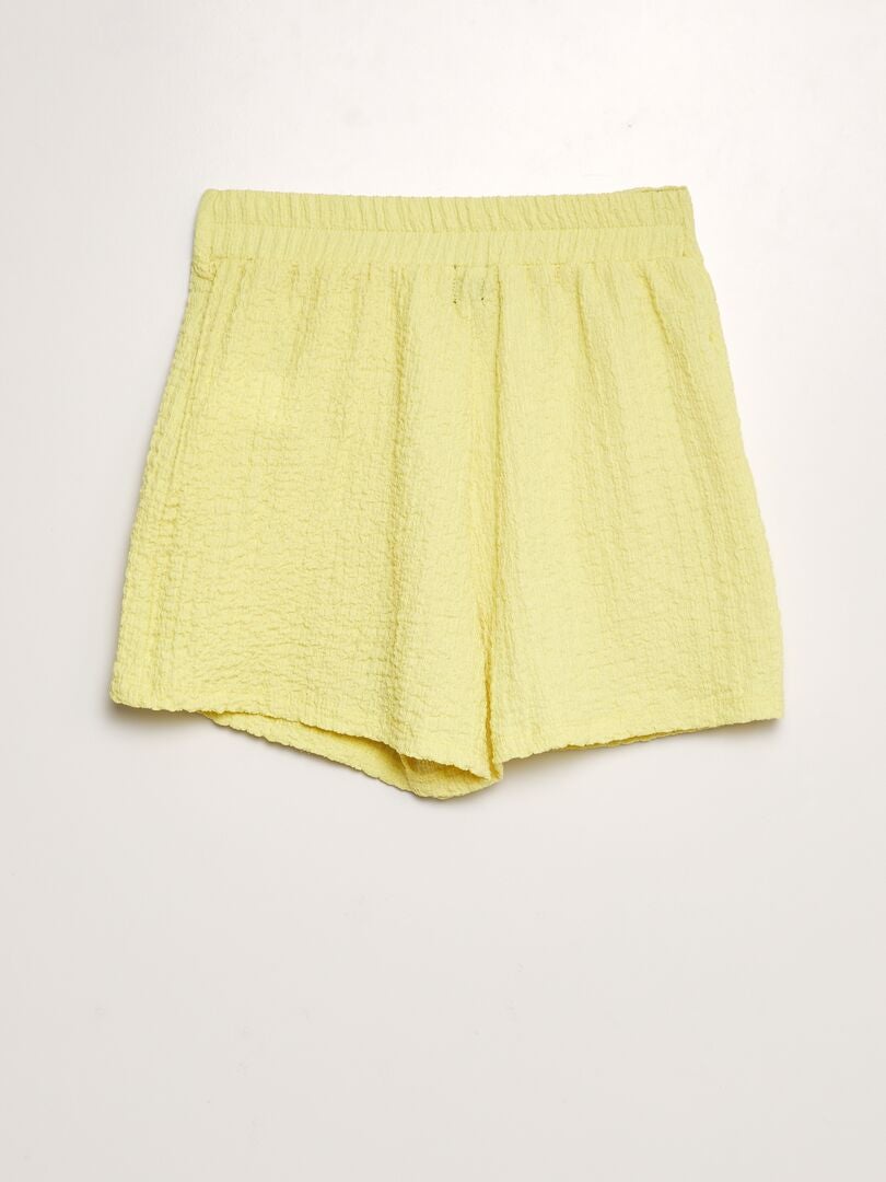 FALDA PANTALóN DE PUNTO GOFRADO  AMARILLO