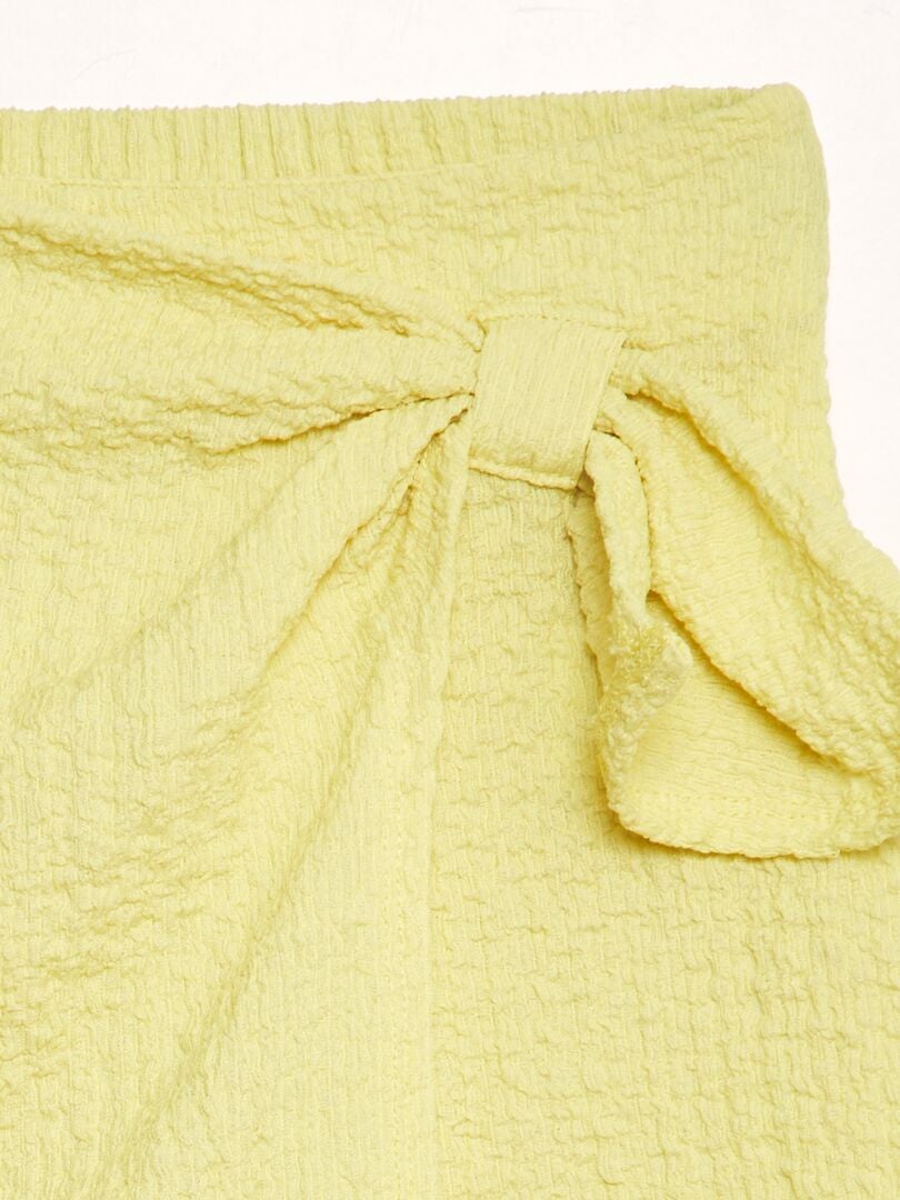 FALDA PANTALóN DE PUNTO GOFRADO  AMARILLO