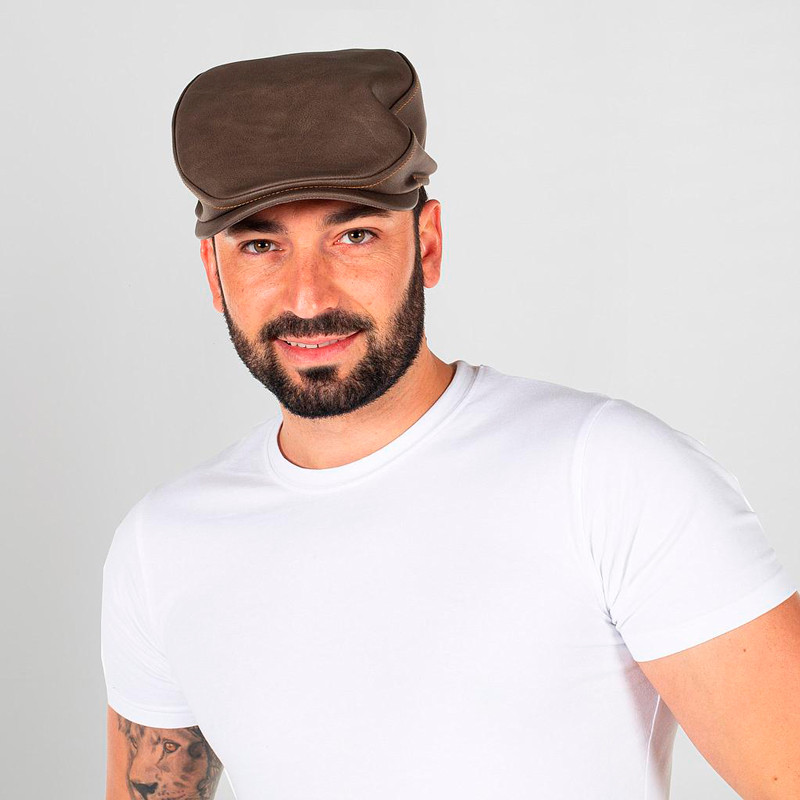 GORRA LABORAL GATSBY TEJIDO DE POLIPIEL MARRóN  GARY'S
