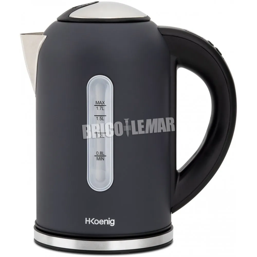 Hervidor eléctrico 2200W 1.7L base giratoria 360° negro mate H.Koenig BOE52