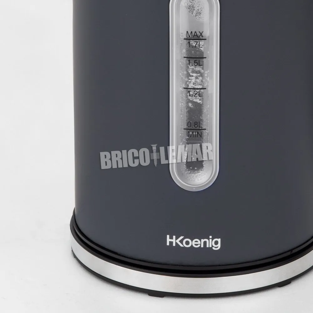 Hervidor eléctrico 2200W 1.7L base giratoria 360° negro mate H.Koenig BOE52