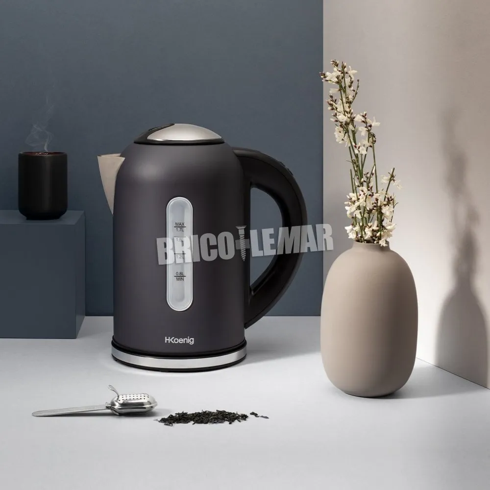 Hervidor eléctrico 2200W 1.7L base giratoria 360° negro mate H.Koenig BOE52