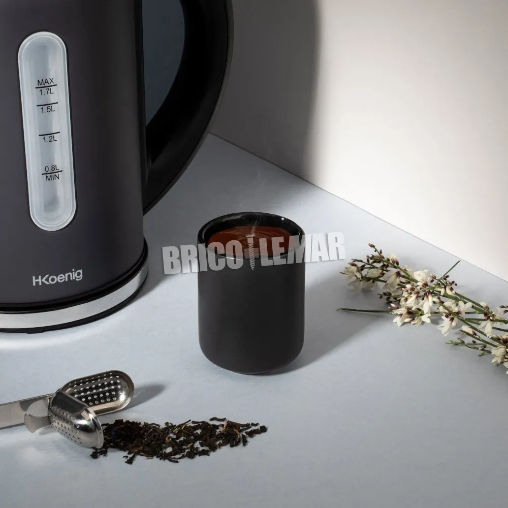 Hervidor eléctrico 2200W 1.7L base giratoria 360° negro mate H.Koenig BOE52