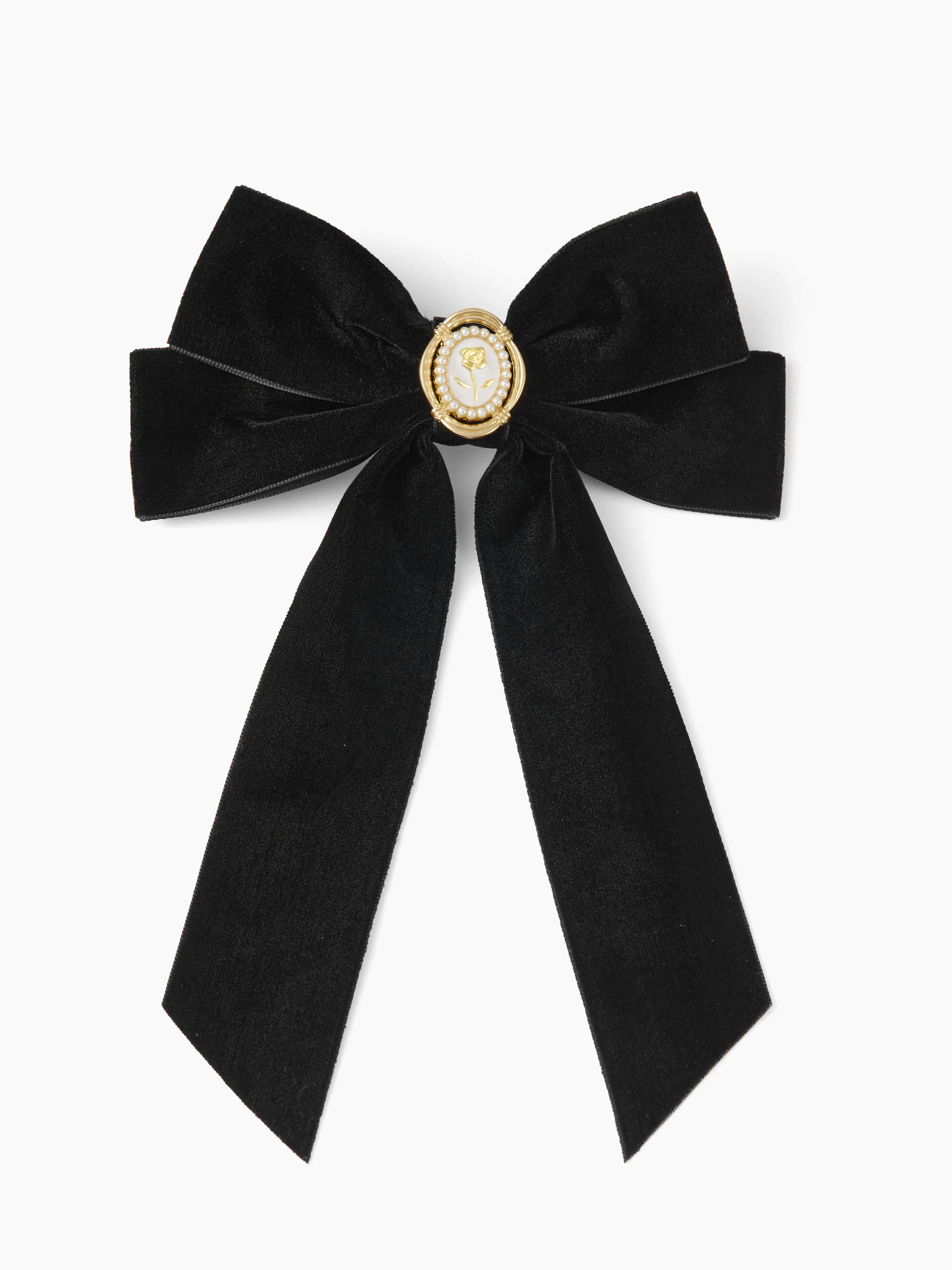 Horquilla para el pelo con lazo y decoración de insignia de rosa de terciopelo