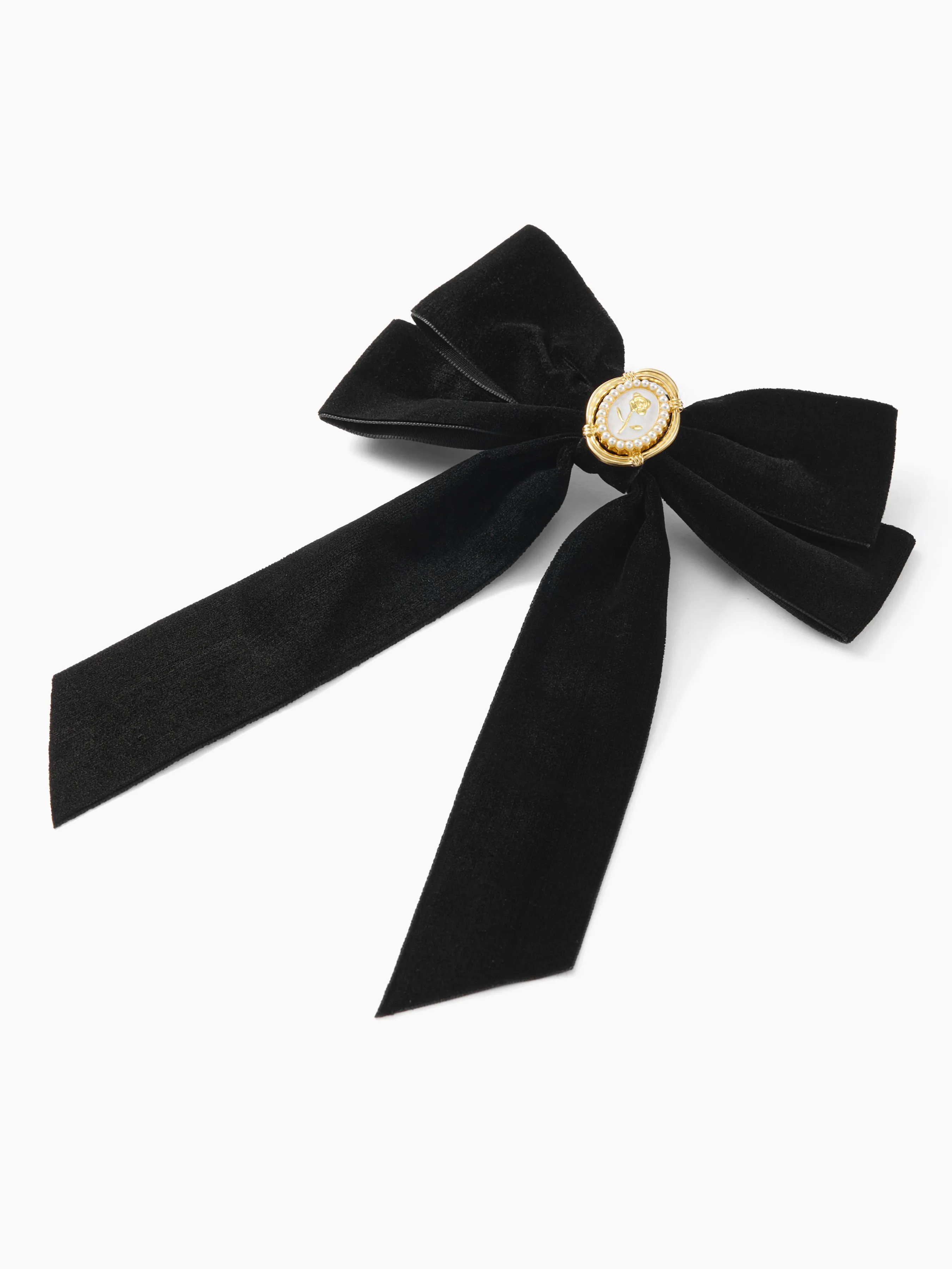 Horquilla para el pelo con lazo y decoración de insignia de rosa de terciopelo