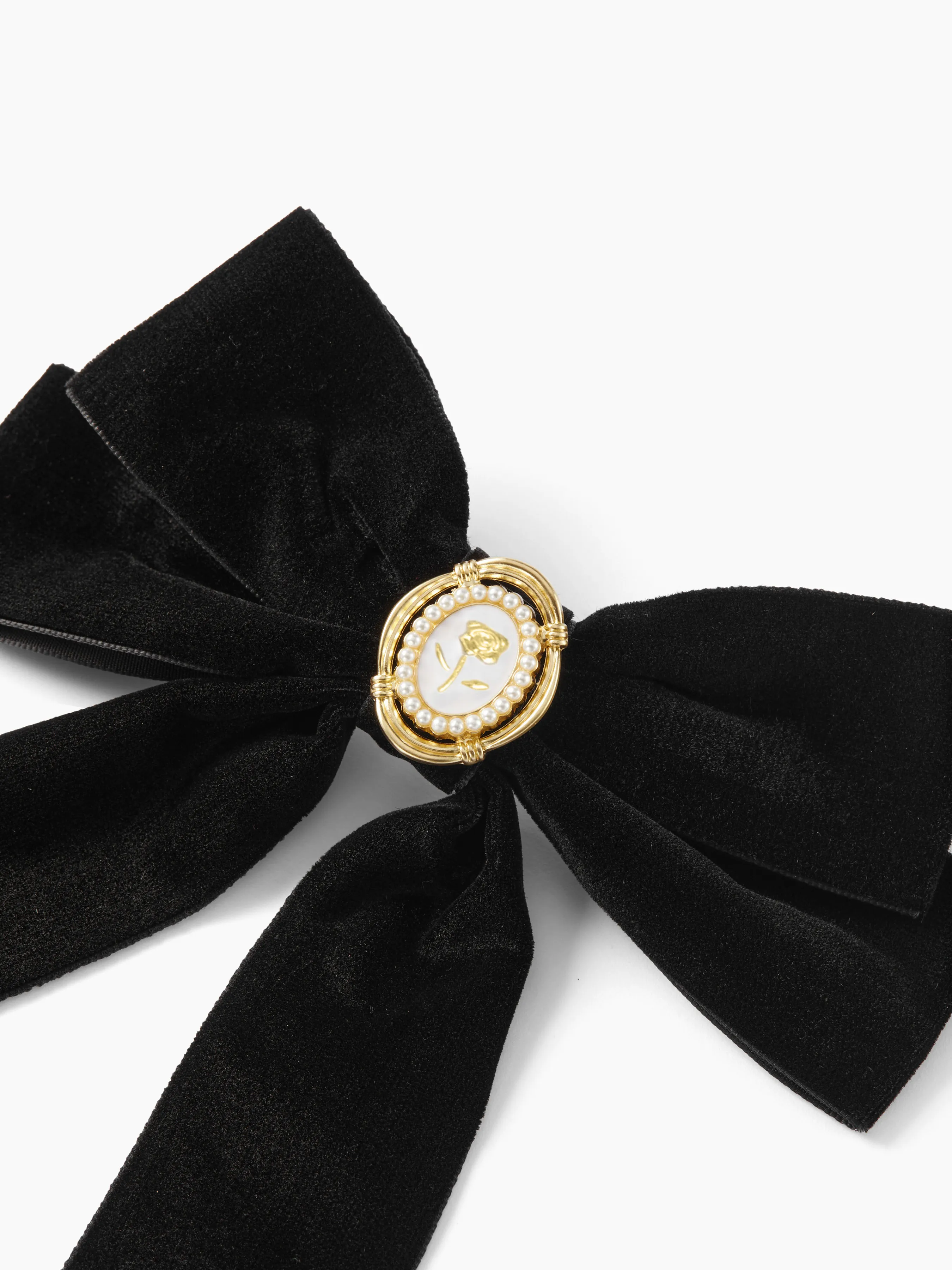 Horquilla para el pelo con lazo y decoración de insignia de rosa de terciopelo