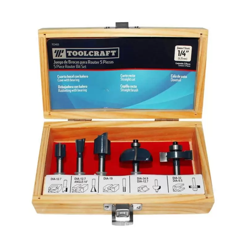 Kit De Fresas Para Ruteadora 5 Pzs Toolcraft TC3453