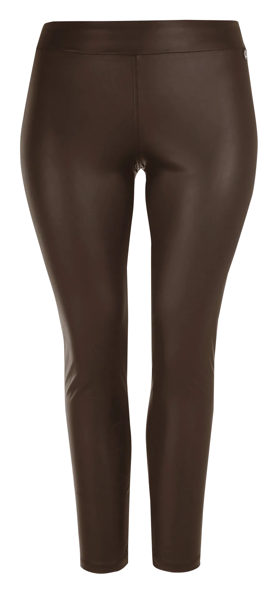 Legging liso de piel sintética en marron