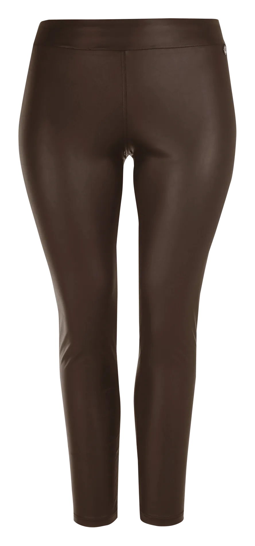 Legging liso de piel sintética en marron