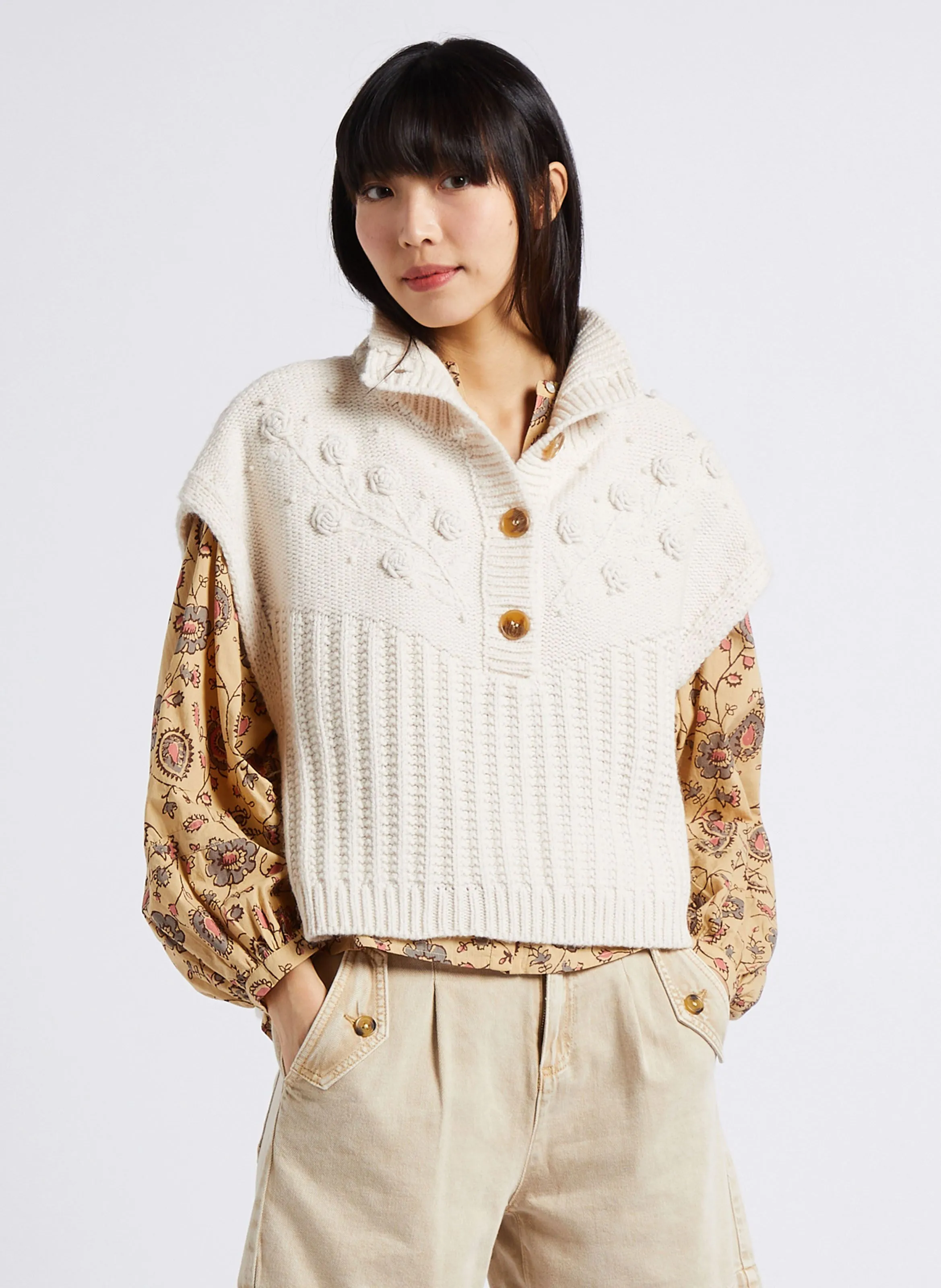 LOUISE MISHA SONG  CHAQUETA CON CUELLO ALTO EN BEIGE