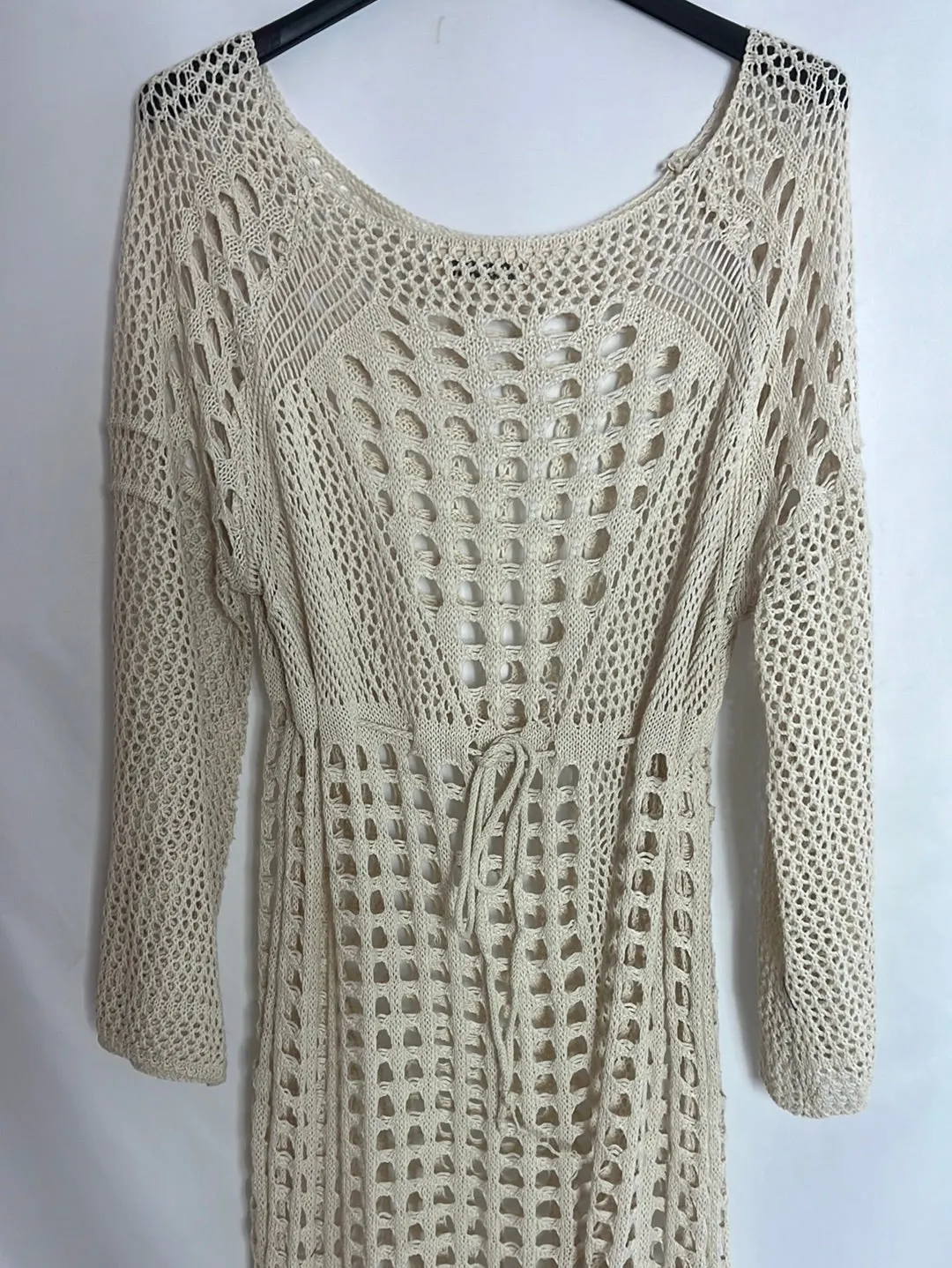 MANANA. Vestido midi crochet beige. T S