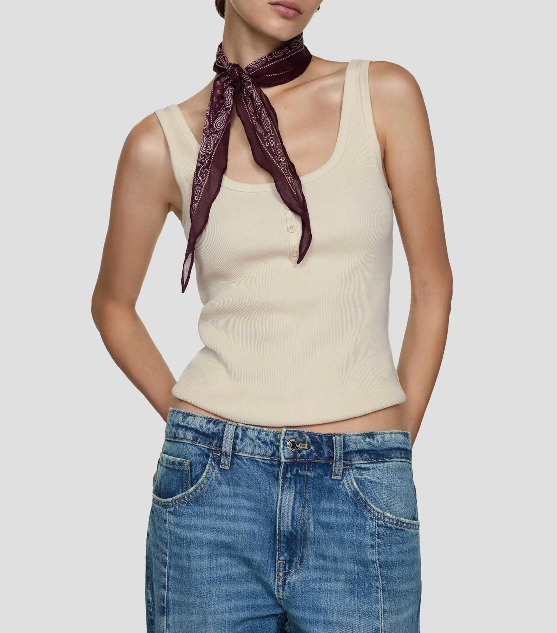 Mango Top Sin Mangas Mujer