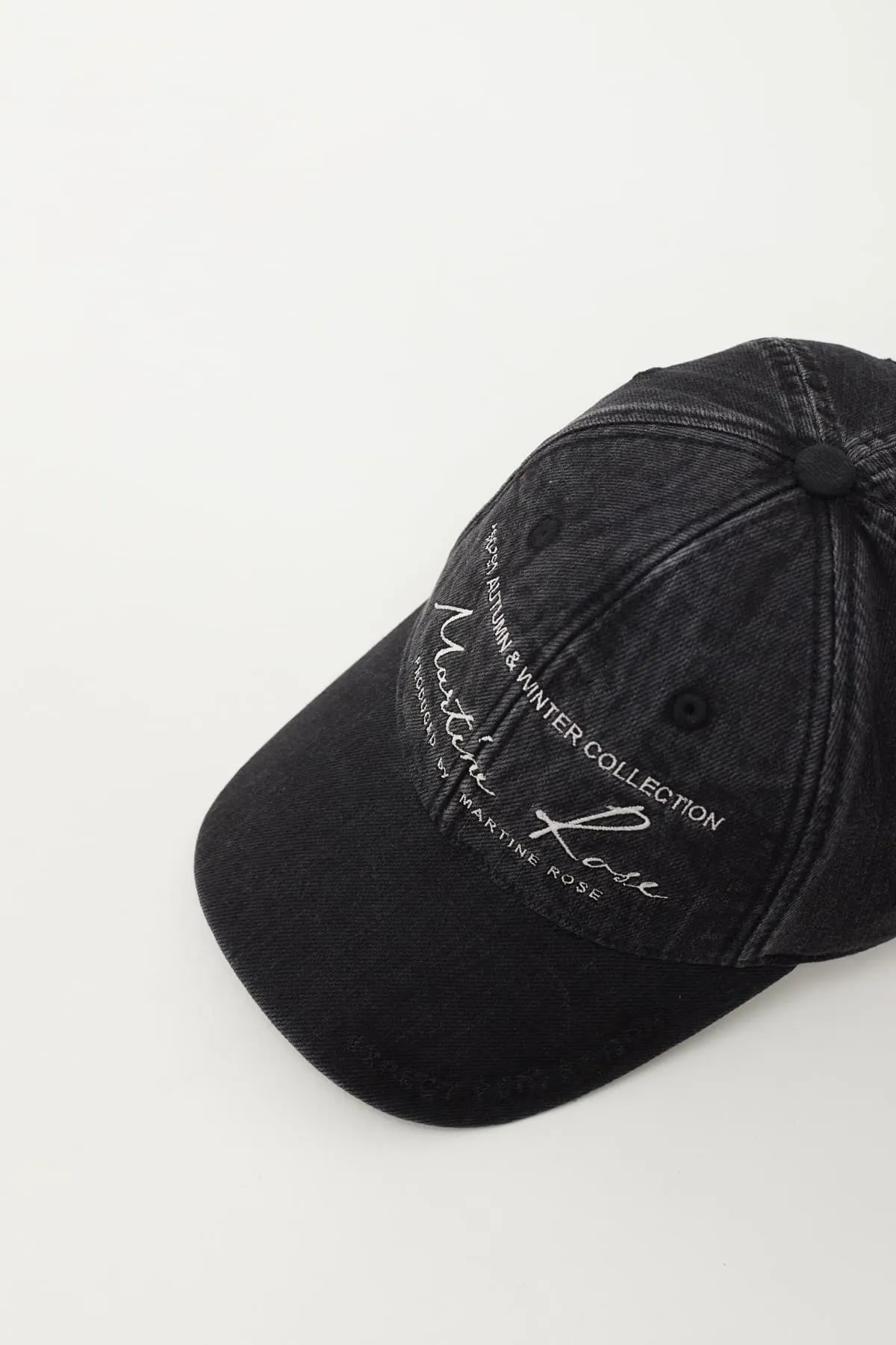 MARTINE ROSE WASHED BLACK SIGNATURE CAP